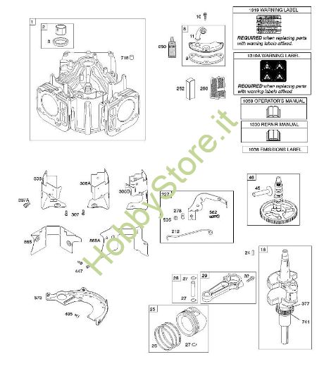 E - Cilindro, albero motore, albero a camme, convogliamenti aria, pistone, segmento pistone, biella B&S - 44 €¦ 445577-6138-B1 brand Stihl